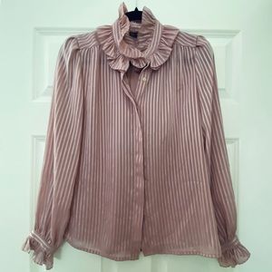Ruffly 80s David Matthew pink striped blouse.